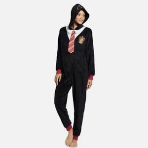 Harry Potter Black Gryffindor Hooded Union Suit NEW Size S/M